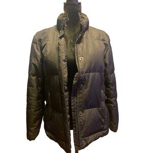 GAP Puffer Jacket Womens Sz M Black Heavyweight Down & Feather Fill Coat Winter